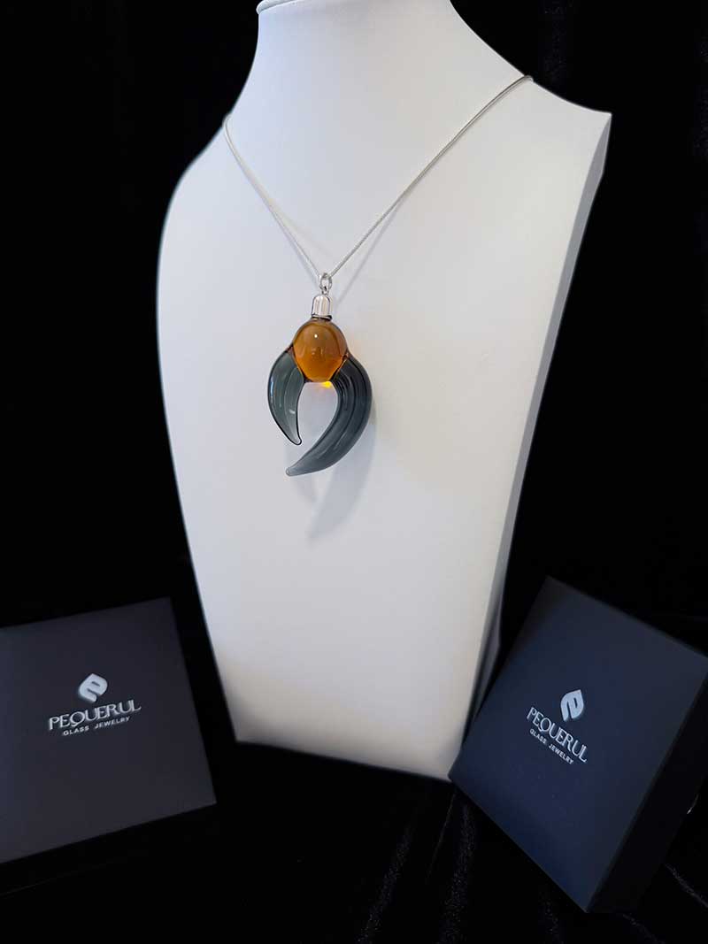 colgante cristal doble negro transparente