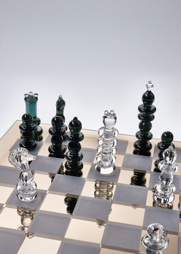 tablero ajedrez cristal transparente