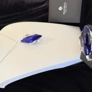 colgante vidrio lagrima envuelta azul cristal