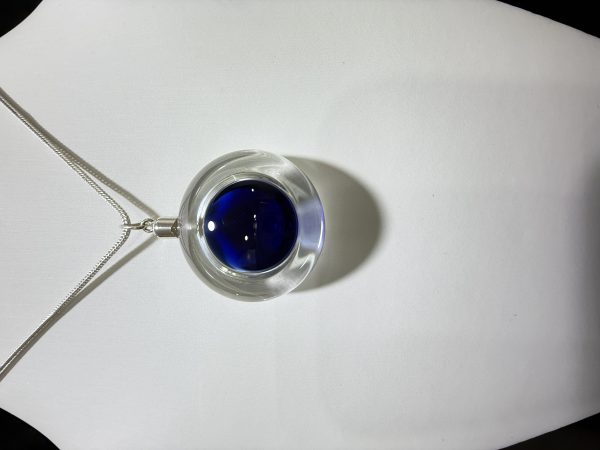 colgante cristal esfera azul
