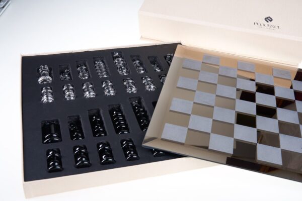 tablero ajedrez cristal transparente