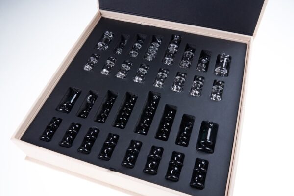 tablero ajedrez cristal transparente