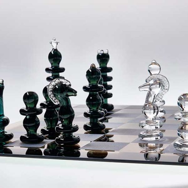 tablero ajedrez cristal transparente